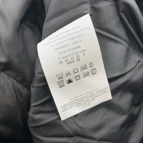 🆕 VERSACE JEANS 🧿 Black Down Filled Jacket, Fur & Scarf Print, Sz US 8 - Picture 14 of 16